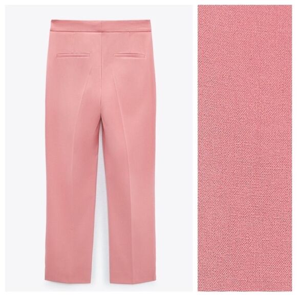 NEW Zara Salmon Pink Viscose Blend Cropped Pants Size 6 - Picture 8 of 12